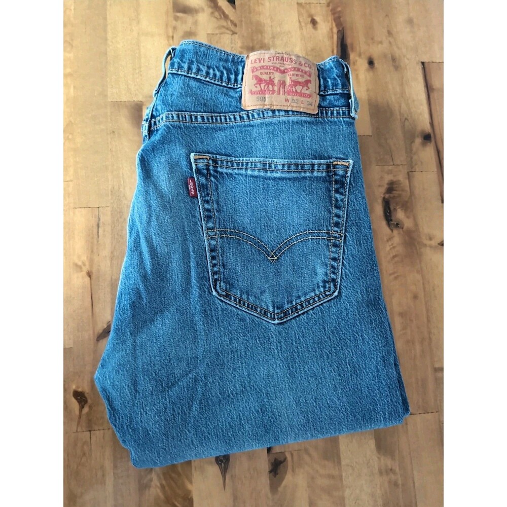 LEVI'S 505 Mens Blue Jeans 32 x 34 Regular Fit Tapered Leg